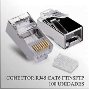 Conector RJ45 FTP SFTP Cat6 Macho con guia x100, Alta calidad, Bolsa 100  unidades