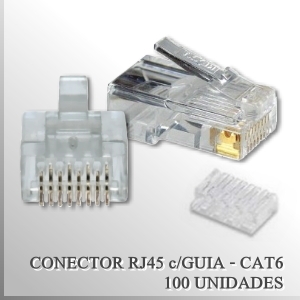 RJ45-C6-100 Conector Macho RJ45 CAT6 con guía x100
