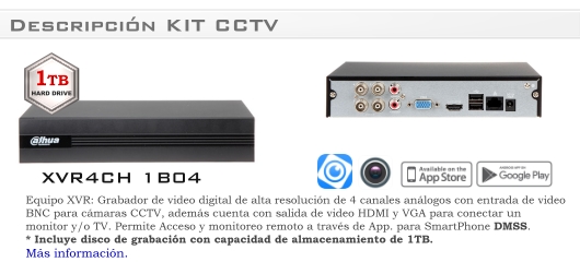Kit Dvr 5Mp + 4 Camaras De Vigilancia Alta Resolucion + Disco De 1Tb